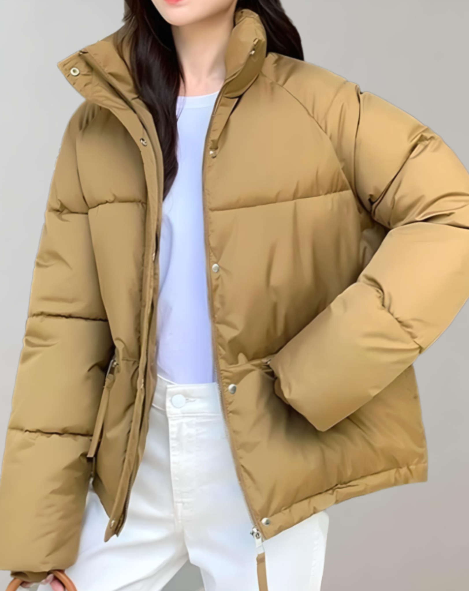 Sophie - Warm en dik puffer donsjas met hoge hals en ritssluiting