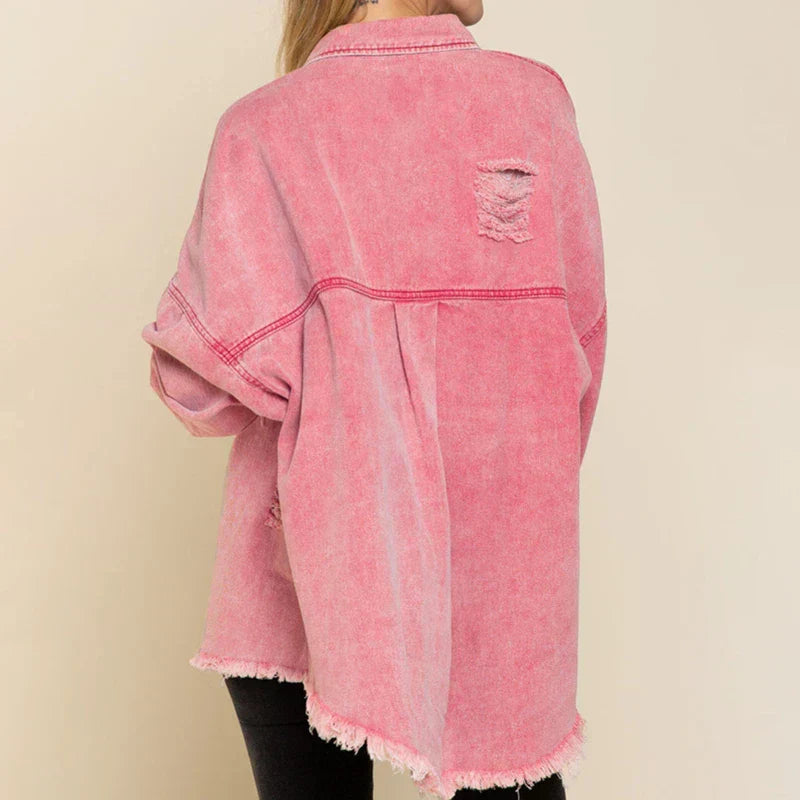 Shareena - Gescheurde Denim Jas