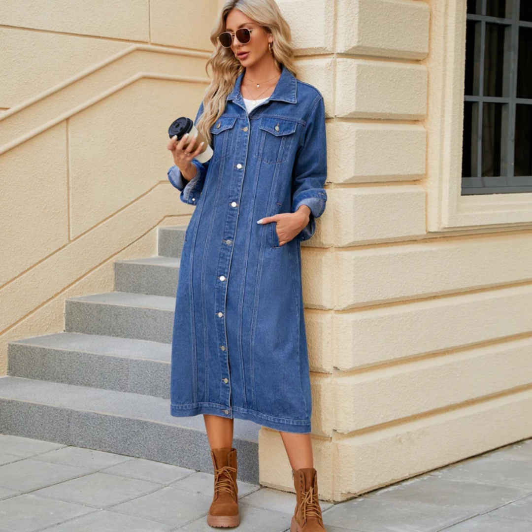 Midge - Denim Lange Mantel