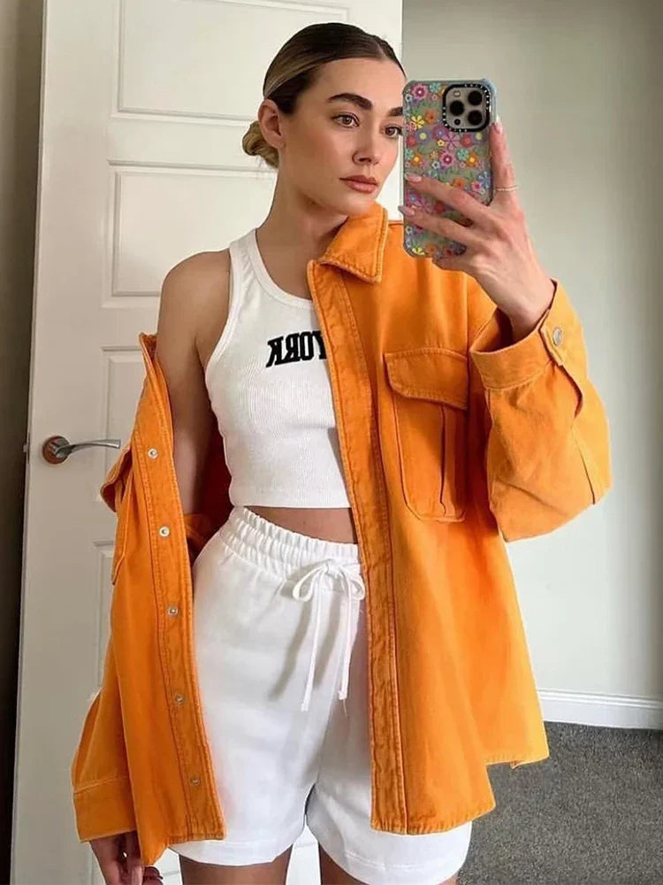 Mary - vintage oranje streetwear zomerjas