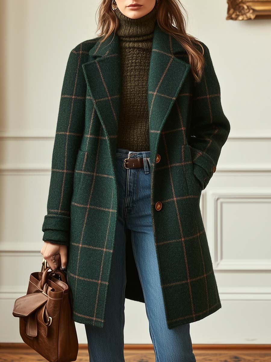 Catherine | Classic Plaid Wool Coat