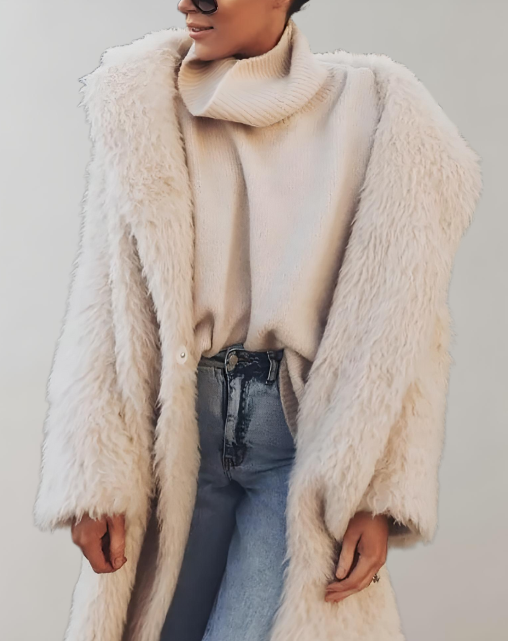 Isabella - Lang en oversized winterjas van imitatieleer met zijzakken