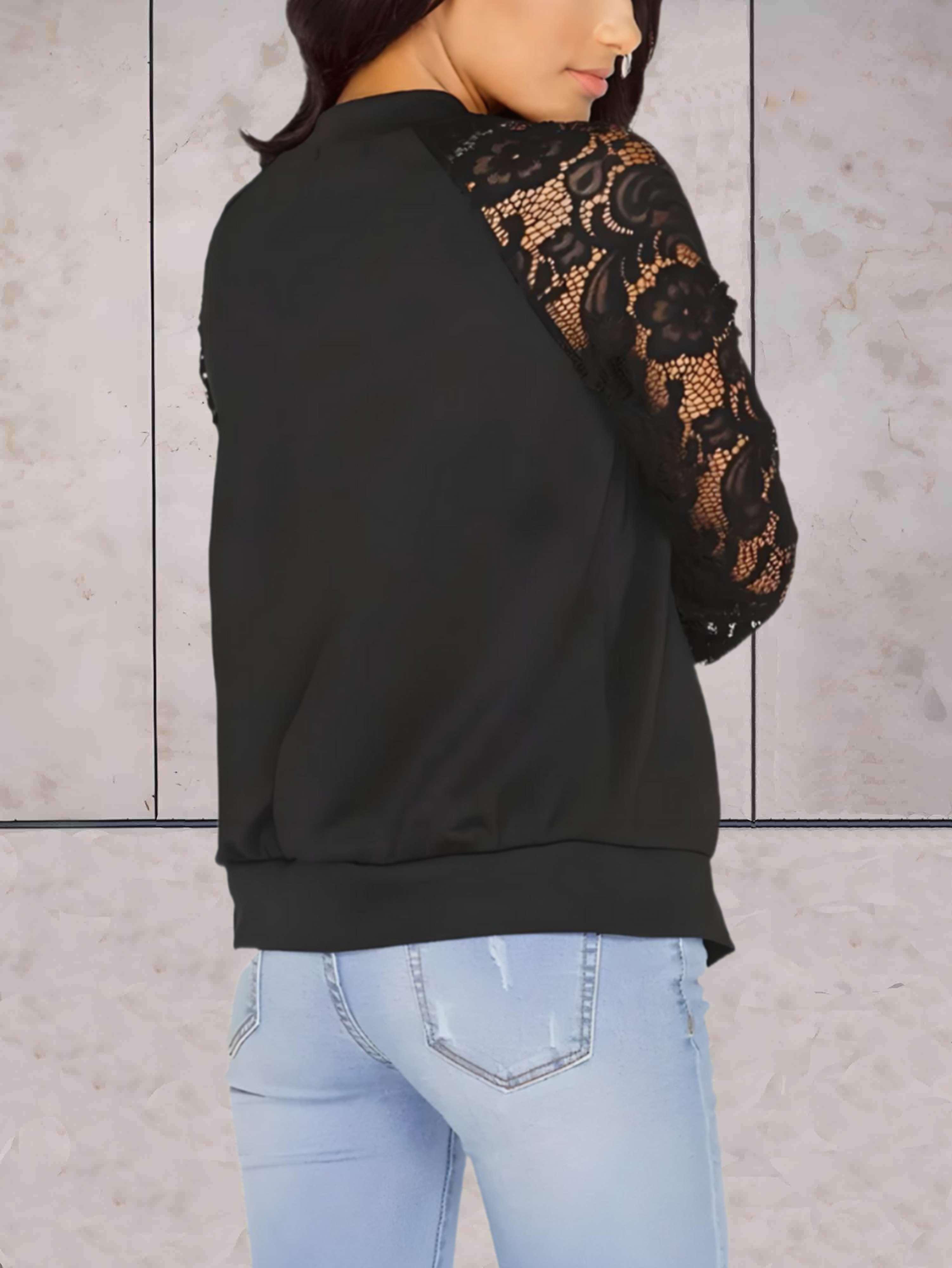 Amelyn - Mooi passend jasje met ritssluiting en doorschijnende kanten mouwen