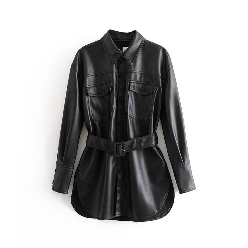 Loren - Vrouwen Leren Trenchcoat