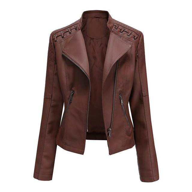 Goose - Trendy leren-look jas voor vrouwen met schuine rits
