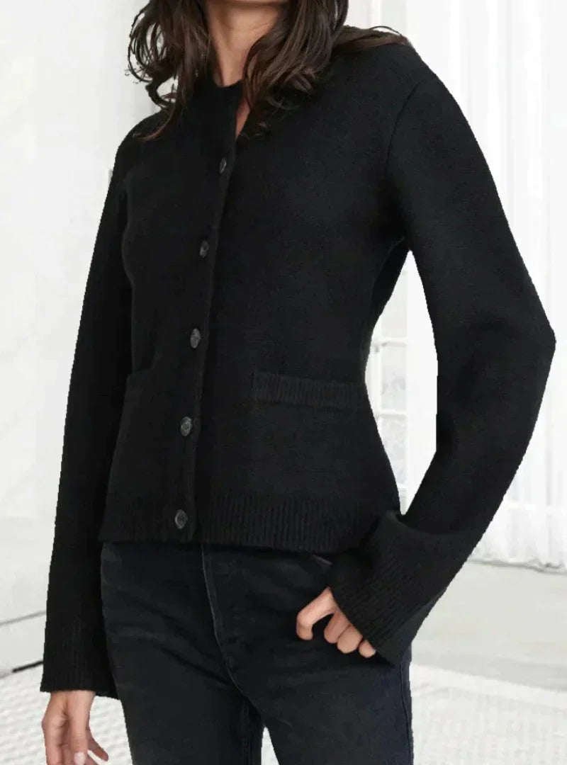 Fiona - Stijlvol gebreid korte jas/vest voor dames met knopen