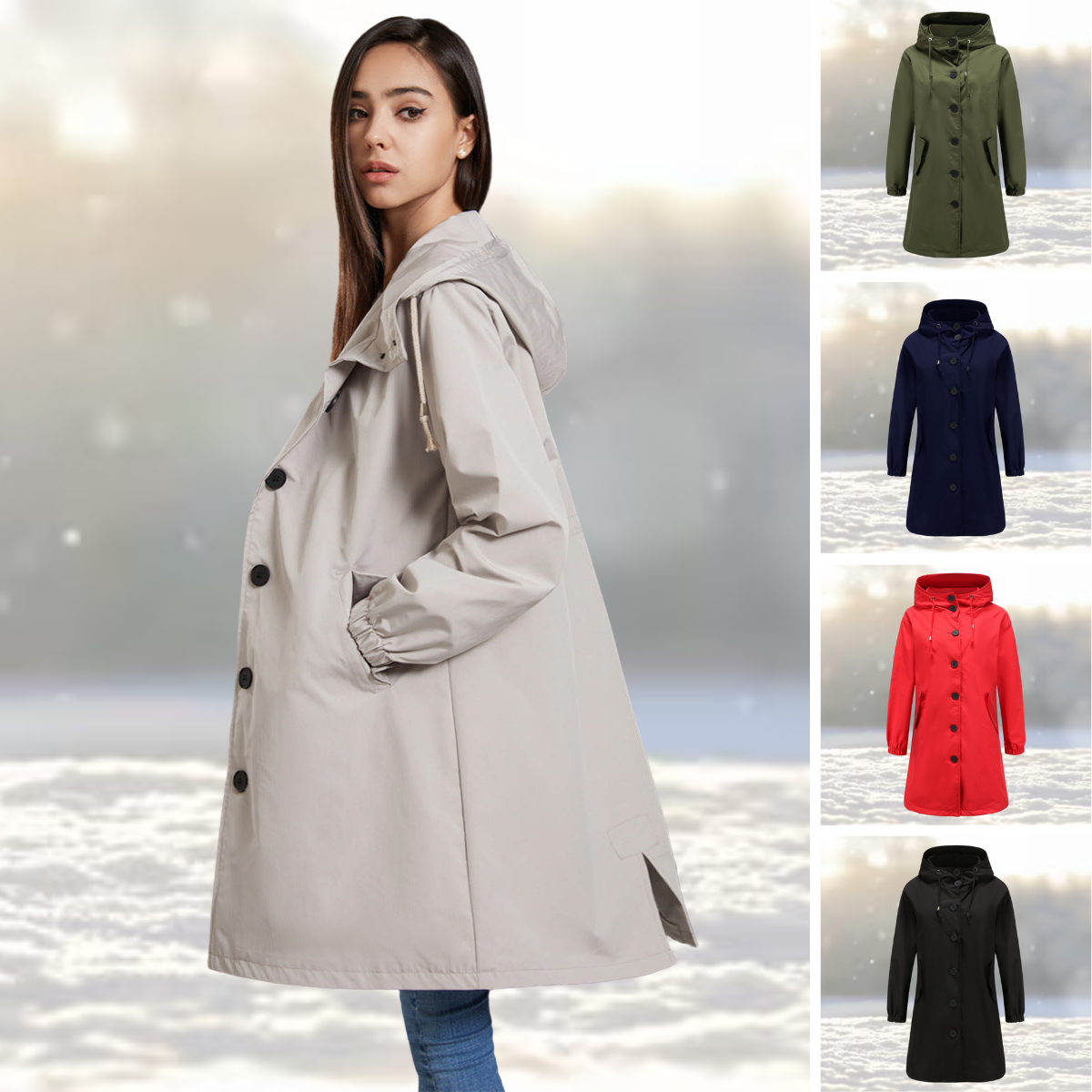 Mitzie - Trenchcoat met Capuchon