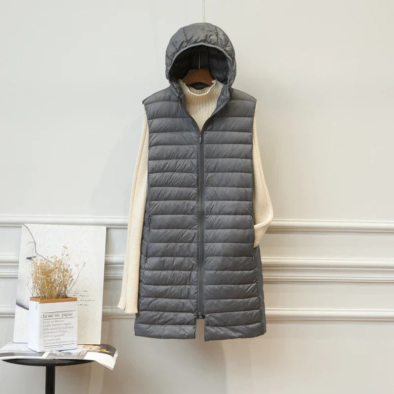 Fiona - Comfortabele warme half lange tussenjas met capuchon