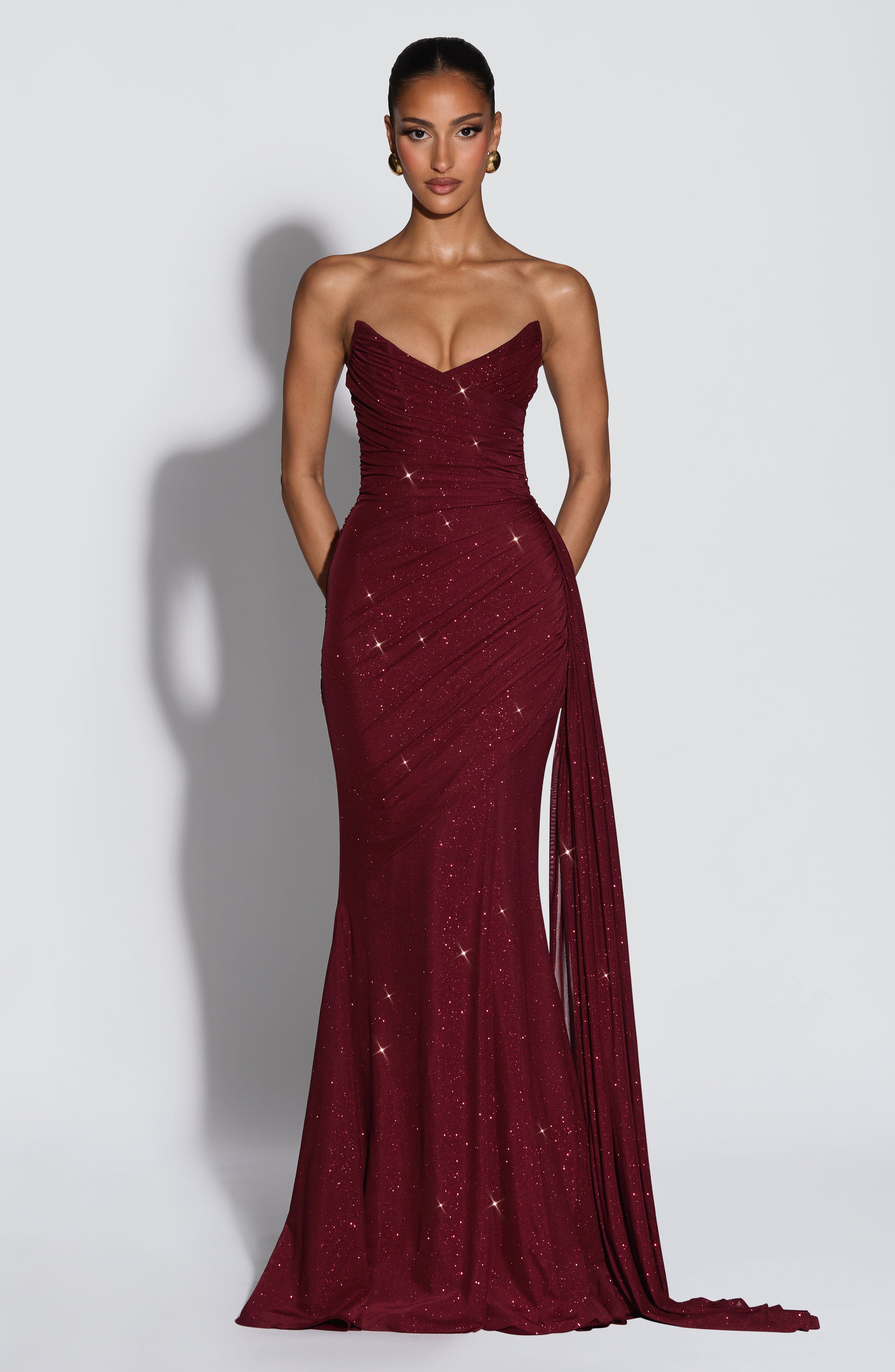 Ashika Maxi Dress - Wine Sparkle