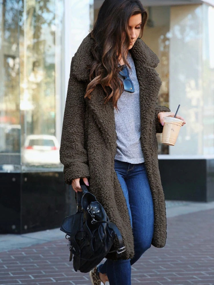 Loavie Teddy Jacket | Trendy warme lange jas voor vrouwen