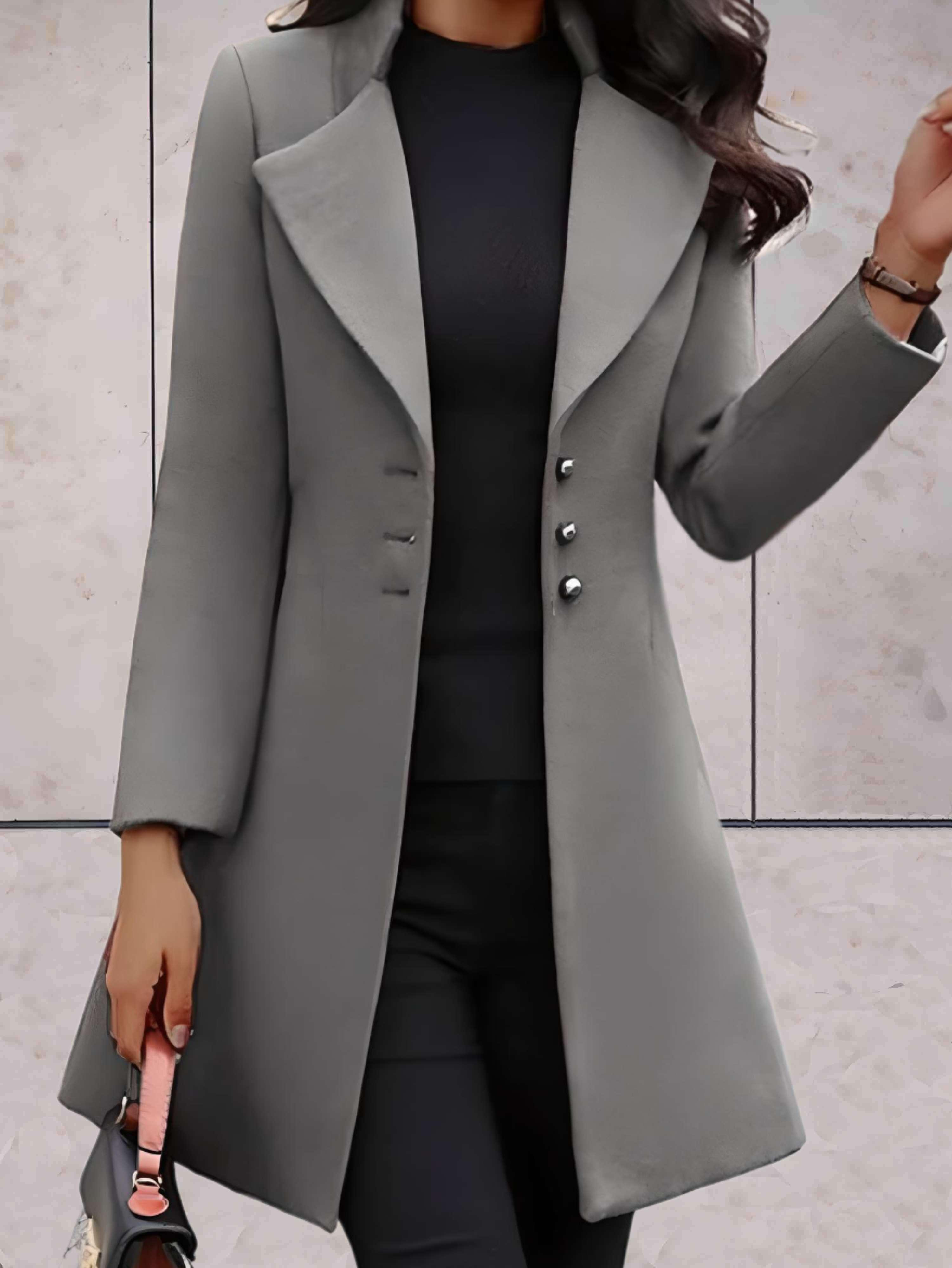 Janice - Formele trenchcoat jas met ingekeepte kraag en knoopsluiting